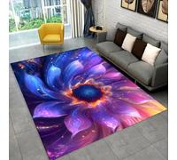 PEIHUODAN Alfombra Efecto 3D Flor Luminosa Degradado Violeta Azul, Antideslizante Lavable para Salón, Suave y Esponjoso Revestimiento de Suelo Alfombra para Dormitorio Comedor, 80x120 cm, Color 6