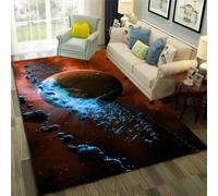 PEIHUODAN Alfombra Espacio Galaxia 3D Antideslizante para Habitación Niño Planetas Universo Sala de Estar (Color 1,120x180cm)