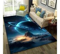 PEIHUODAN Alfombra Espacio Galaxia 3D Antideslizante para Habitación Niño Planetas Universo Sala de Estar (Color 5,140x200cm)