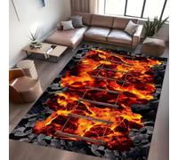 PEIHUODAN Alfombra Habitación Jóvene Adolescente 3D Ilusión Óptica Lava Volcánica Calaveras Fuego, Suave y Antideslizante Alfombra para Decoración de Salón y Dormitorio, 80x160 cm, Color 2