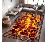 PEIHUODAN Alfombra Habitación Jóvene Adolescente 3D Ilusión Óptica Lava Volcánica Calaveras Fuego, Suave y Antideslizante Alfombra para Decoración de Salón y Dormitorio, 120x160 cm, Color 4