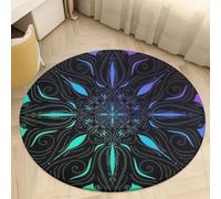 PEIHUODAN Alfombra Redonda 100 cm Habitación Chica Unicornio de Dibujos Animados 3D, Suave y Antideslizante Rosa Azul Morado Unicornio Alfombra Habitacione Niña Adolescente, Sala de Juegos, Color 3