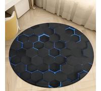 PEIHUODAN Alfombra Redonda 90 cm Habitación Chica Unicornio de Dibujos Animados 3D, Suave y Antideslizante Rosa Azul Morado Unicornio Alfombra Habitacione Niña Adolescente, Sala de Juegos, Color 5