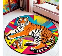 PEIHUODAN Alfombra Redonda Animales Unicornio Dinosaurio León Tigre Alfombras para Habitacione Infantile Niña Niño Alfombrilla Antideslizante para Salas de Estar y Salas de Juego, 120 cm, Color 5