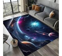 PEIHUODAN Alfombras Decorativas De Estrellas Cósmicas 3D, Alfombras Suaves para Cabecera Los Dormitorios Adolescentes Niños, Carpet Visual Galaxia Planetas Cool para Sala (Colour 4,160x200cm)