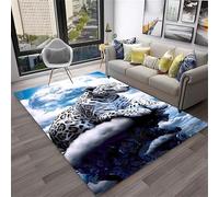 PEIHUODAN Alfombras Visuales, Alfombra Visual con Estampado De Leopardo Colorido Y Selva Bajo Un Cielo Estrellado, Decorativa para Dormitorio Adolescente, Salón (Color 1,80x120cm)