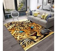 PEIHUODAN Alfombras Visuales, Alfombra Visual con Estampado De Leopardo Colorido Y Selva Bajo Un Cielo Estrellado, Decorativa para Dormitorio Adolescente, Salón (Color 2,160x230cm)