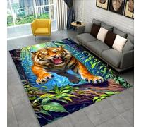 PEIHUODAN Animales 3D Alfombra Habitación Niños Adolescentes, Genial Leopardo Bosque Tigre Atrapasueños Lobo Antideslizante Alfombra para Sala, Dormitorio y Sala de Juegos, 140x200 cm, Color 3