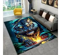 PEIHUODAN Animales 3D Alfombra Habitación Niños Adolescentes, Genial Leopardo Bosque Tigre Atrapasueños Lobo Antideslizante Alfombra para Sala, Dormitorio y Sala de Juegos, 160x230 cm, Color 2