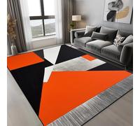 PEIHUODAN Diseño Geométrico Naranja Multicolor Largo Alfombra Grande Pelo Corto Salón 3D Patrón Moderno Dormitorio Alfombra de Área Sin Desprendimiento de Pelo Suave (Color 6,100x200cm)