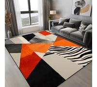 PEIHUODAN Diseño Geométrico Naranja Multicolor Largo Alfombra Grande Pelo Corto Salón 3D Patrón Moderno Dormitorio Alfombra de Área Sin Desprendimiento de Pelo Suave (Color 2,160x230cm)