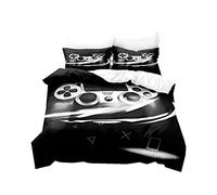 PEIHUODAN Juego de Cama para Adolescente 2/3 Piezas Gamepad Negro Azul Verde Gris Amarillo Gamer Consola de Juego Poliéster Niño Funda Nórdica y Funda de Almohada (Gris,220x240 cm,Cama 150 cm)