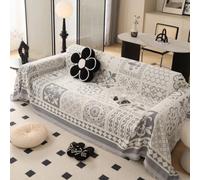 PEIHUODAN Manta De Sofá Grande, Manta De Sofá A Cuadros 1/2/3/4 Plazas, Manta Grande Reversible Antideslizante, Estilo étnico Geométrico Moderno con Borlas para Sillón Cama Doble (Gris,180x90cm)