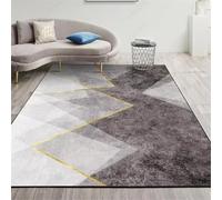 PEIHUODAN Moderna Alfombra de Salón Geométrica Grande, Esterilla Dormitorio Gris Suave No Suelta Pelo, Lavable Tapete Lounge Lujo, Decoración Suelo Antideslizante Fácil Cuidado (Color 4,100x120cm)
