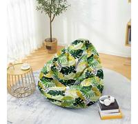 PEIHUODAN Puff Cover Infantil Sin Relleno Hojas de Plátano Verde Tropical 3D, Poliéster Funda para Sillón Puf para Juegos/Lectura Dormitorios Niños Niñas Adolescentes, 70x80 cm, Color 4