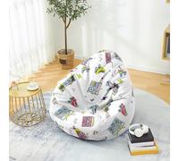 PEIHUODAN Puff Infantil Sin Relleno Hip Hop Grafiti Patines 3D, Poliéster Funda para Sillón Puf para Juegos/Lectura Dormitorios Niños Niñas Adolescentes, 80x90 cm, Rosa