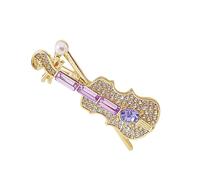 PEILINZE Broche, elegante broche de perlas de violín de cristal, joyería para amantes de la música y entusiastas de la moda, pin de solapa para eventos musicales