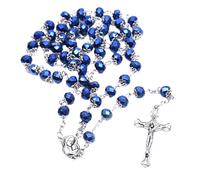 PEILINZE Collar de rosario católico con cuentas de cristal y colgante de crucifijo, joyería de moda para mujer