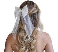 PEILINZE Horquilla de novia con velo y lazo para niñas, balletcore y perlas para desfiles, bailes, accesorios para el cabello, accesorios para el cabello