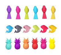 PEILINZE Juego de 18 marcadores de copa de vino, diseño de delfín, piña, pájaro, silicona, para bebidas