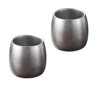 PEILINZE Paquete de 2 tazas de café apilables de acero inoxidable, vasos de metal para beber de doble pared, vasos para camping, viajes