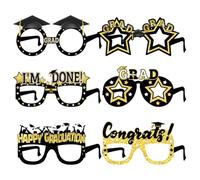 PEILINZE Paquete de 6 gafas de graduación 2025 brillantes para accesorios de cabina de fotos y suministros de fiesta