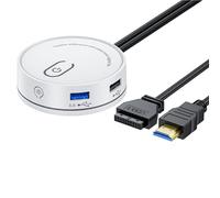 PEILINZE USB 3.0 USB C - Botón de extensión de conmutación de alimentación para computadora de escritorio, puerto auditivo 3.5 opcional, cable de 116 cm