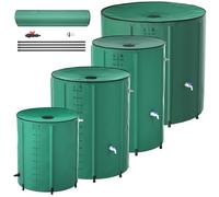 PEILU Depósito de agua plegable de 200 litros, depósito de agua de 50 galones con grifo, escala y desagüe, contenedor de agua de lluvia portátil con barra de soporte, depósito de agua verde, para