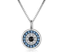 PEIMKO Collar con Colgnte de Evil Eye en Plata de Ley 925 Collar de Mal de Ojo Azul para Mujer Nazar Necklace Collr de Protección Regalo para Mamá Chicas(plata)