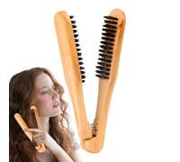 Peinado peluquería - cepillo de tensión en forma de V con cerdas naturales, peines de doble cara para destruir y modelar | Peine de madera para cabello grueso con cerdas de , peine
