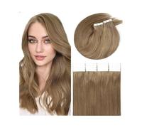 Peinados Extensiones de cabello con cinta adhesiva Cabello humano Remy #8 Marrón claro 16-26 pulgadas 20 piezas 50 g/paquete Sedoso Recto Sin costuras Trama de piel Cinta en extensiones for mujeres He