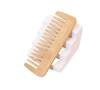 Peine 1 peine de bambú y madera, dientes anchos, for masajear cabello liso rizado, especial for pelucas naturales