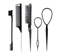 Peine 3-10pcs Hair Styling Comb Set Teasing Brush Triple Rat Tail Combs Edge Tools Braid Tool Loop(Blue)