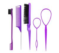 Peine 3-10pcs Hair Styling Comb Set Teasing Brush Triple Rat Tail Combs Edge Tools Braid Tool Loop(MULTI)
