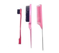 Peine 3-10pcs Hair Styling Comb Set Teasing Brush Triple Rat Tail Combs Edge Tools Braid Tool Loop(PURPLE)