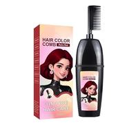 Peine 3 en 1 para teñir el cabello con cepillo integrado,peine para cubrir las canas,tinte con extractos vegetales,resistente al agua y al sudor,corrector instantáneo de raíces (Rojo retro)
