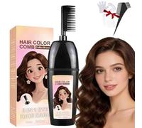 Peine 3 En 1 Para TeñIr El Cabello Con Cepillo Integrado,Peine PortáTil Para Cubrir Las Canas,Resistente Al Agua Y Al Sudor,Barra Para Retoque InstantáNeo De RaíCes. (marrón café, 7.5 * 4.5 * 20)