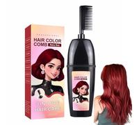 Peine 3 en 1 para teñir el cabello con cepillo integrado, tinte portátil para el cabello, tinte de extracto de plantas, cobertura suave del cabello gris, fácil de usar (rojo vino)