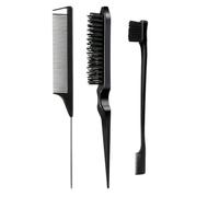 Peine 3pcs Gender Neutral Hair Styling & Makeup Tail Comb, Dual Head, Triple Row Teasing Brush, Eyebrow