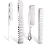 Peine 4PC Professional Hair Combs Barber Cutting Brush Anti-static Pro Salon Hairdressing Care Styling Tools(Sliver)