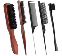 Peine 5pcs Hair Brush Set With Edge Control Slick Back, Teasing Smoothing Combs For Men And Women