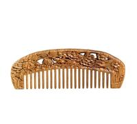 Peine Acanalado Peine de dientes anchos de madera maciza con peine de pelo largo tallado for cabello rizado, peine de viaje de estilo chino, no estático y antinudos Peinetas