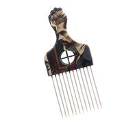 Peine afro de metal africano para peinar el cabello, herramienta de peinado, púa para peinar el cabello
