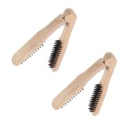 Peine Alisador de Cabello 2 Piezas de Madera en V para Mujer | Cepillo de Doble Cabeza, Mango de Bambú y Púas de Jabalí, Uso en Casa para Flequillo y Cabello Húmedo