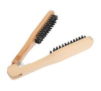 Peine Alisador de Cabello en V de Madera, 1 Pieza | Mango Ergonómico Beige, Cerdas Dobles, para Salón y Secado Rápido Acabado Liso