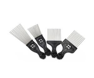 Peine Ancho Abs y Aluminio para Desenredar y Masaje | Uso Personal y Salón, Negro, para Niños y Niñas, Diseño de Púas Metálicas, Peinado Cómodo