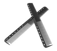 Peine Antiestático de Plástico de Doble Punta 2 Piezas, Negro | Dientes Finos y Gruesos, Mango Integrado Orificios de Medida, para Salón y Desenredado en Húmedo