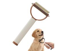 Peine antipulgas de doble cara para perros y gatos, 2 en 1 con peine de metal, peine para perros y gatos para mascotas para desenredar y eliminar enredos de pelo largo (marrón)