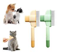 Peine antipulgas para gatos | 2 peines autolimpiantes para gatos y perros | Cepillo autolimpiante para mascotas para pelo largo y corto | Cepillo para gatos con botón de liberación