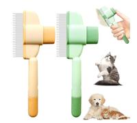 Peine Antipulgas para Perros, 2 Peines de Perros para Aseo, Peine para Piojos de Pulga, Autolimpieza con Botón de Liberación, Herramienta de Aseo para Eliminar Manchas de Desgarros